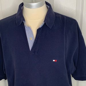 Vintage XXL Color Block Blue Tommy Hilfiger Polo